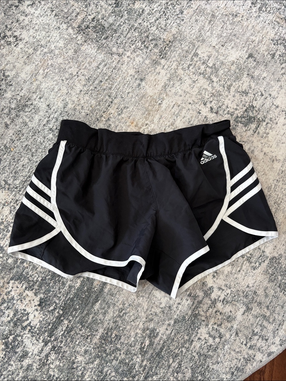 adidas Black Running Shorts with White Trim